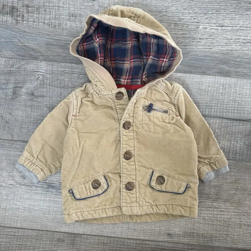 OshKosh B’Gosh Genuine Baby Tan Corduroy Jacket 6 Months Y2K Flannel Lined Coat